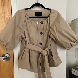 BCBG puff sleeve cropped trench